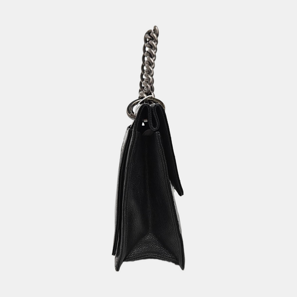 Quilted Grained Calfskin Shoulder Bag Black