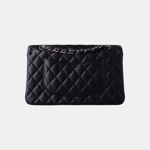 CLASSIC FLAP Medium Quilted Grained Calfskin Black