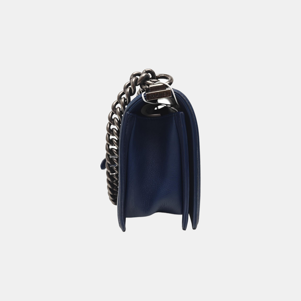 BOY CHANEL Medium Quilted Calfskin Blue