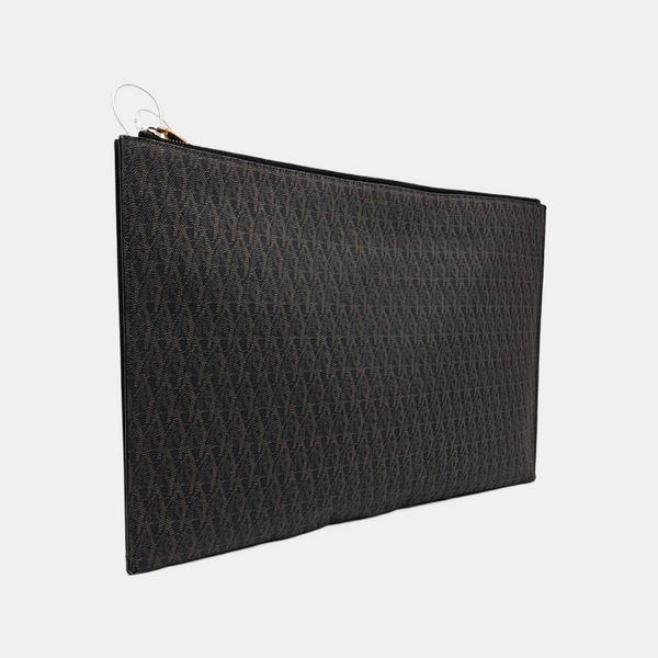 Coated Canvas Clutch Brown