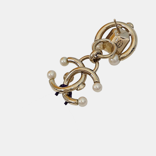 CC Logo Metal Gold Stud Earrings