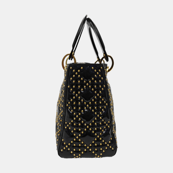 Lady Dior Medium Quilted Patent Leather Black
