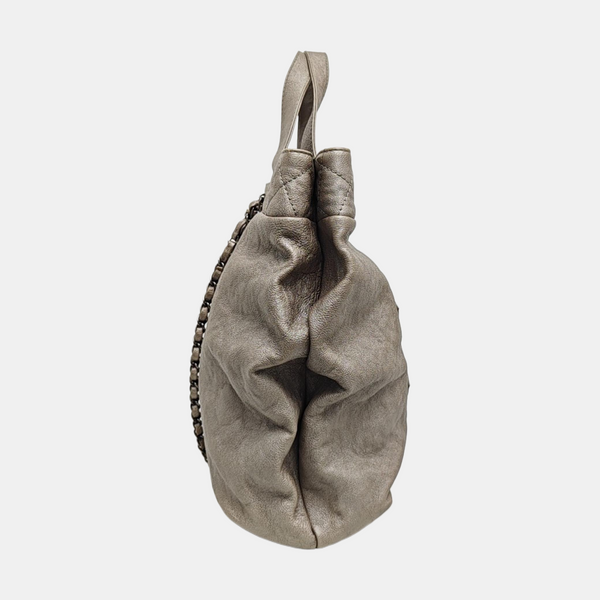 Quilted Calfskin Tote Bag Gray