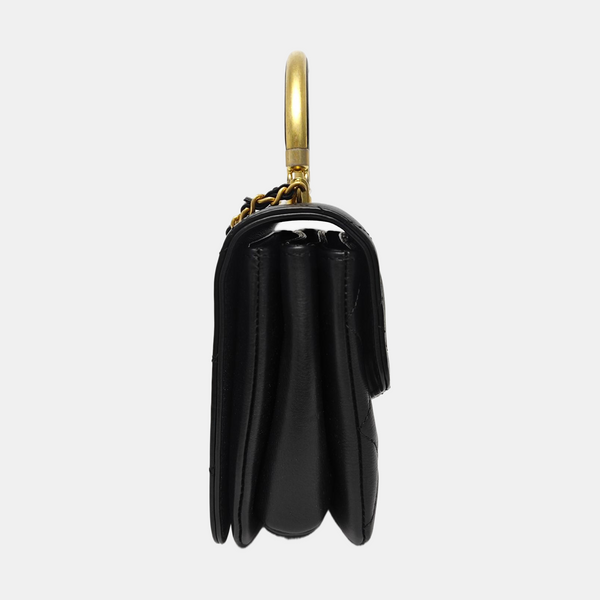 Quilted Calfskin Shoulder Bag Black