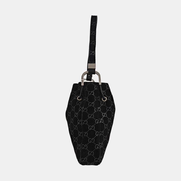 Monogram Suede Shoulder Bag Black