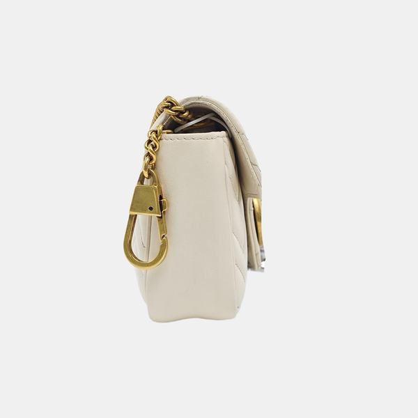 GG Marmont Mini Quilted Calfskin White