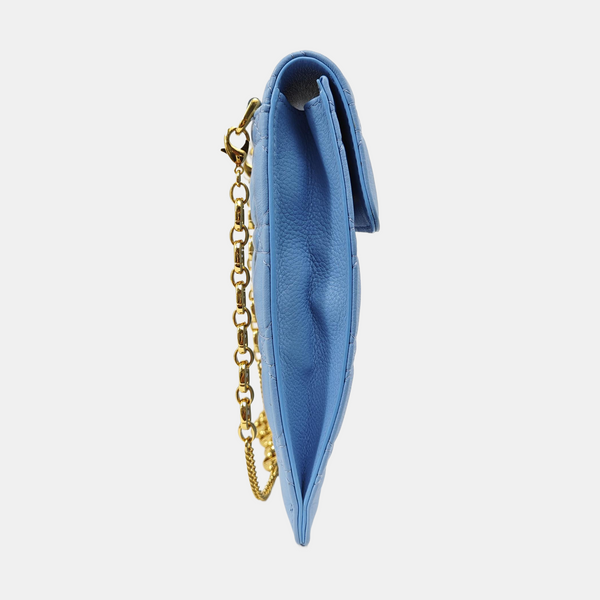 Cannage Calfskin Shoulder Bag Blue