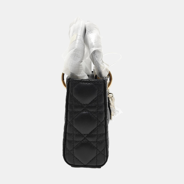 Authenticated pre-owned Lady Dior Super Mini Quilted Lambskin Black - Tote Bag at Looply