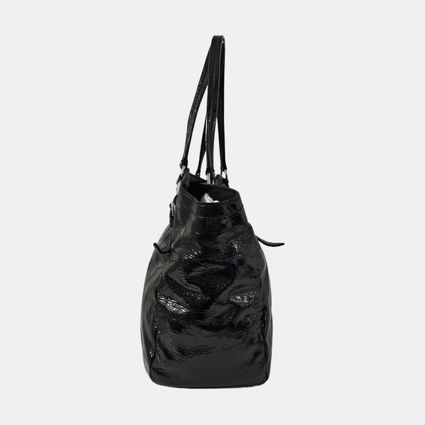 Patent Leather Top Handle Bag Black