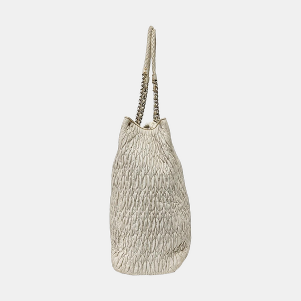 Quilted Lambskin Shoulder Bag White