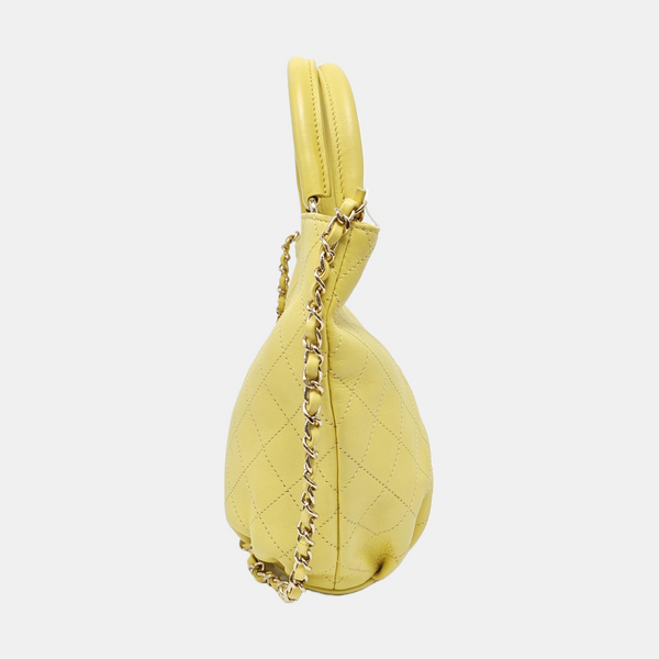 Quilted Calfskin Bucket Bag Yellow