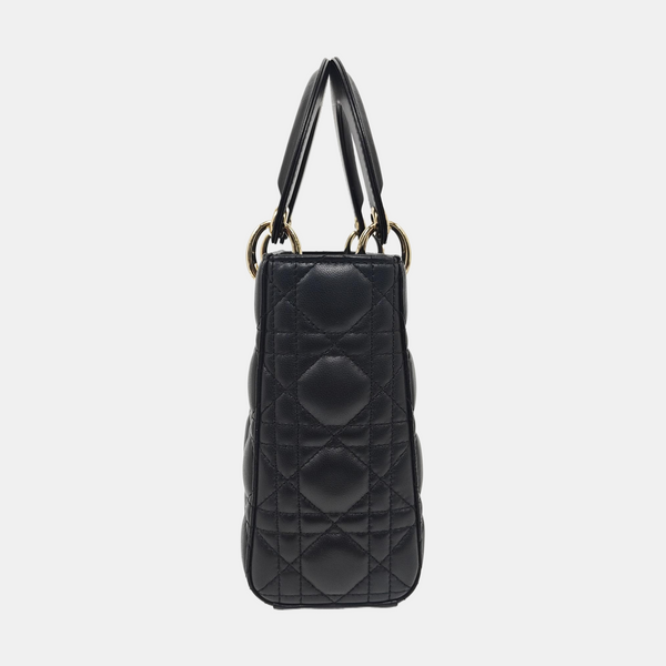 Lady Dior Small Cannage Silk Satin Black