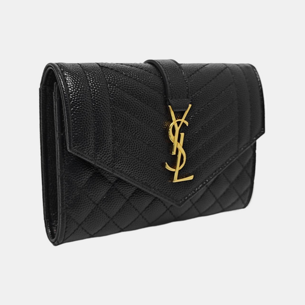ENVELOPE Small Quilted Calfskin Black Wallet