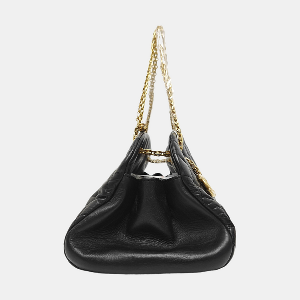 JUST MADEMOISELLE Medium Quilted Calfskin Black