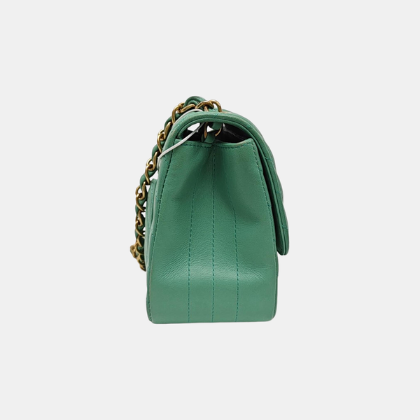 CLASSIC FLAP Mini Chevron Calfskin Green