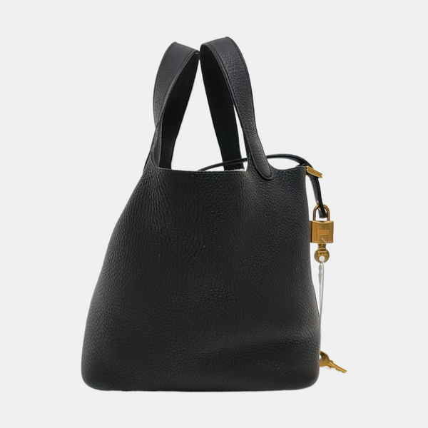 Authenticated pre-owned Picotin Lock Clemence Black - Bucket Bag at Looply