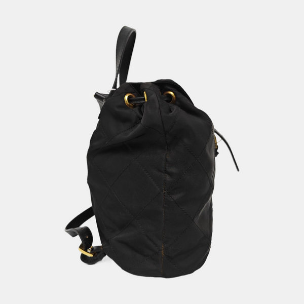 Quilted Nylon Backpack Black