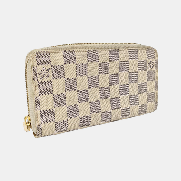 ZIPPY Damier Azur Coated Canvas White Wallet