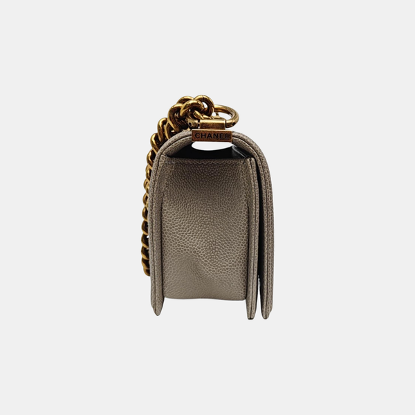 BOY CHANEL Small Quilted Grained Calfskin Gray