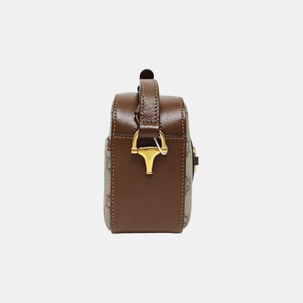 Horsebit 1955 Small Monogram Coated Canvas Beige