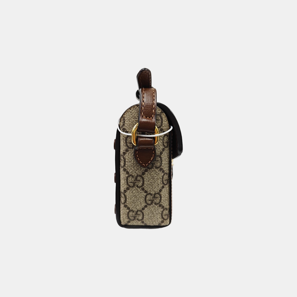 Authenticated pre-owned Horsebit 1955 Mini Monogram Coated Canvas Beige - Shoulder Bag at Looply