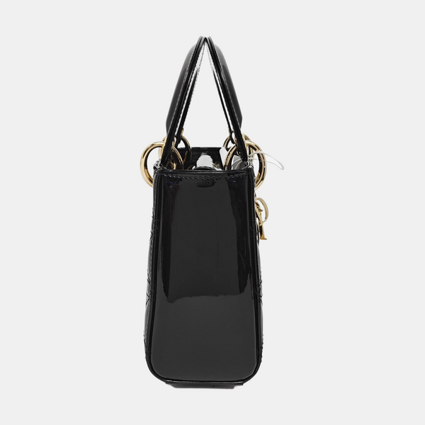 Lady Dior Mini Cannage Patent Leather Black