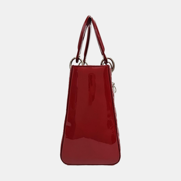 Lady Dior Medium Cannage Patent Leather Red