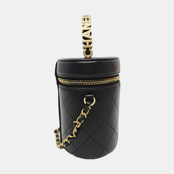 Quilted Calfskin Bucket Bag Black