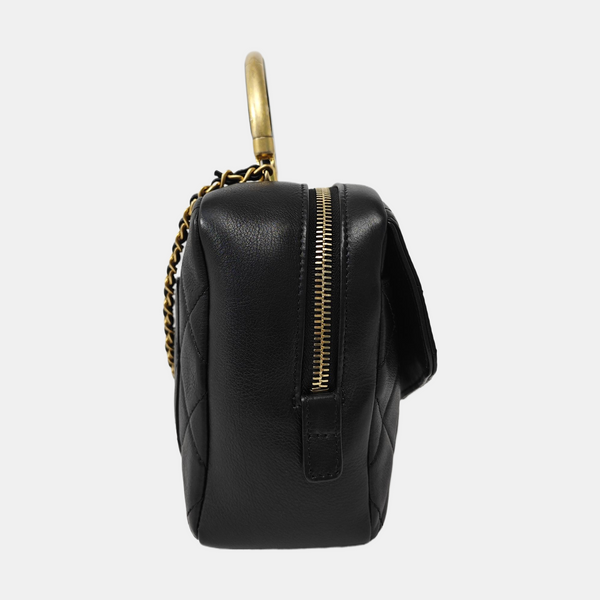 Quilted Calfskin Shoulder Bag Black