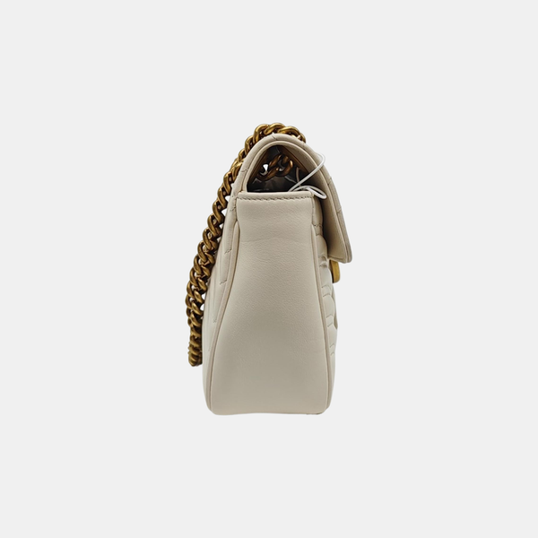 GG Marmont Medium Quilted Calfskin White