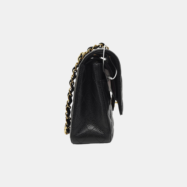 CLASSIC FLAP Medium Quilted Grained Calfskin Black