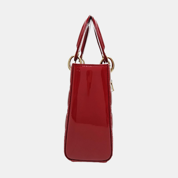 Lady Dior Small Cannage Patent Leather Red