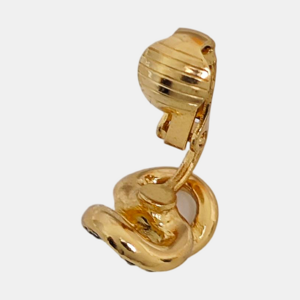 Twist Round Metal Gold Clip On Earrings