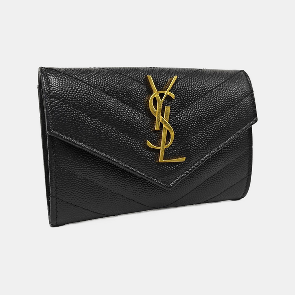MONOGRAM Small Chevron Calfskin Black Wallet
