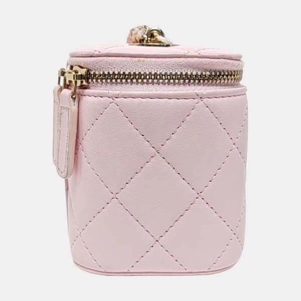 VANITY CASE Mini Quilted Lambskin Pink