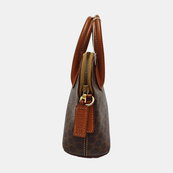 Coated Canvas Shoulder Bag Brown