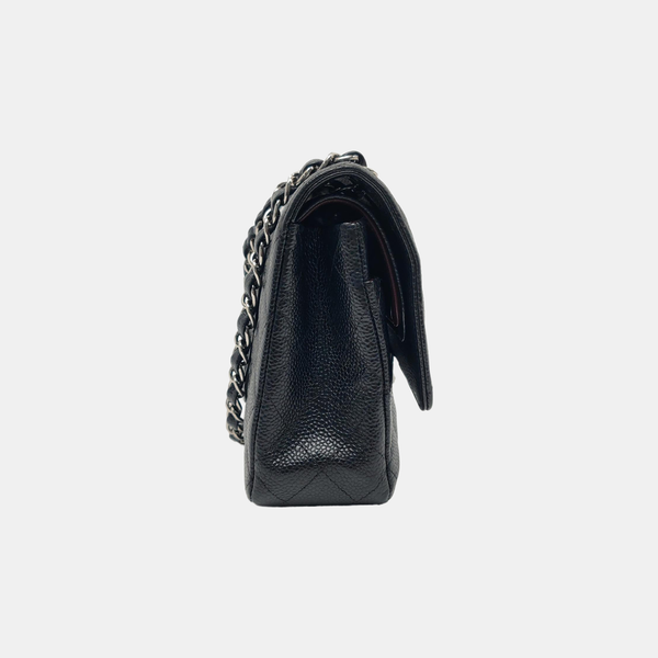 CLASSIC FLAP Medium Quilted Grained Calfskin Black