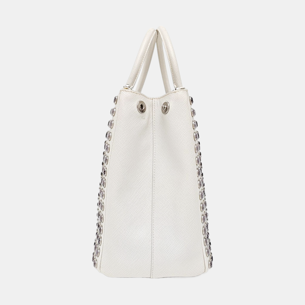 Galleria Extra Large Saffiano Calfskin White