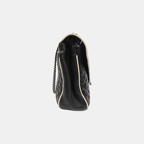 COLLEGE Large Chevron Calfskin Black