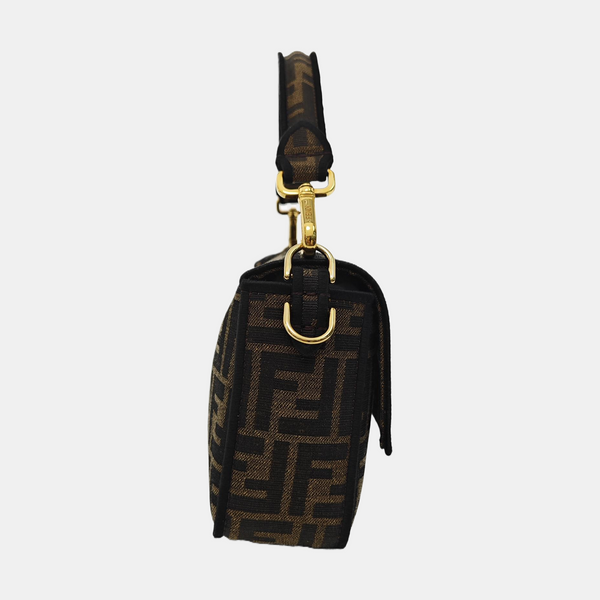 Bolso baguete de lona mediana marrón