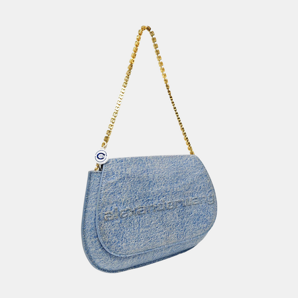 Leather Shoulder Bag Blue