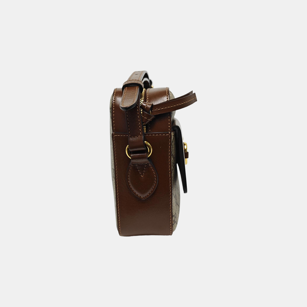 Authenticated pre-owned Horsebit 1955 Small Coated Canvas Beige - Shoulder Bag at Looply