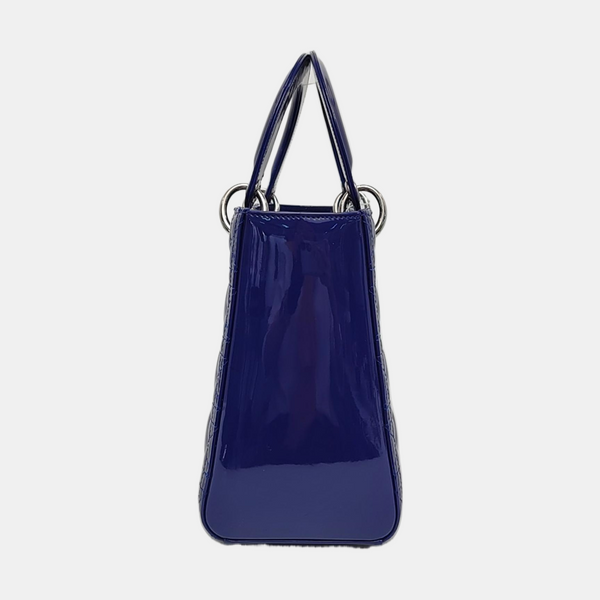 Lady Dior Medium Quilted Patent Leather Blue