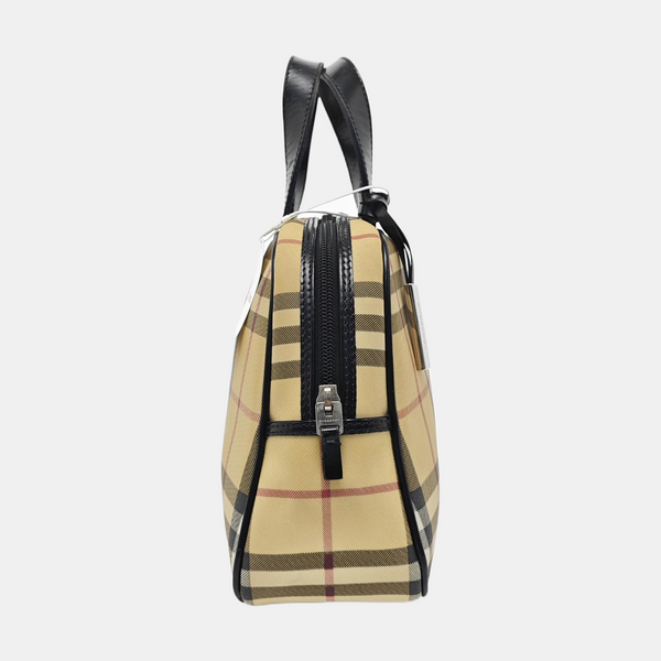 Coated Canvas Top Handle Bag Beige