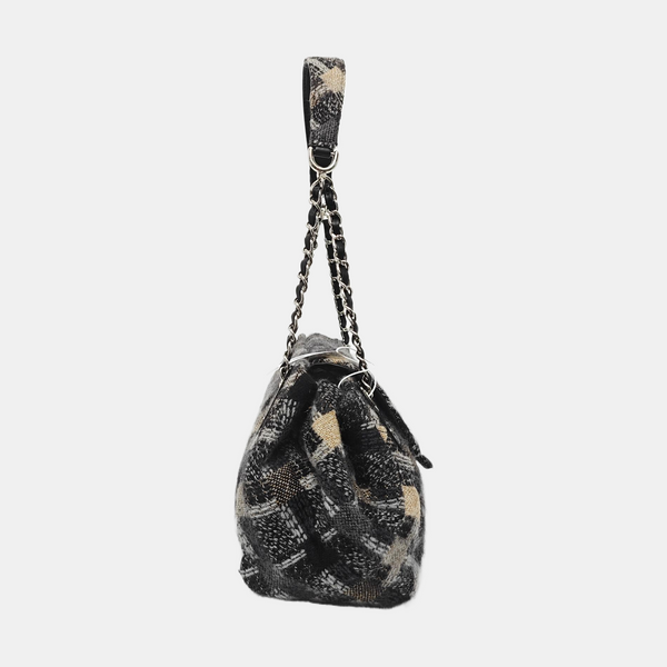 Quilted Fabric Shoulder Bag Gray