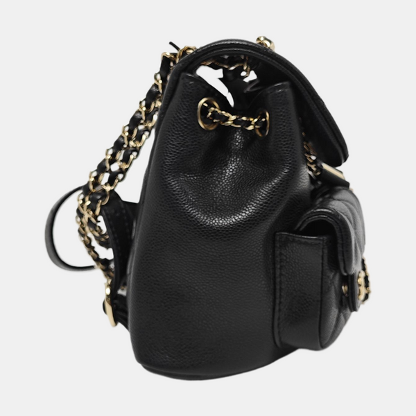 DUMA Small Quilted Grained Calfskin Black