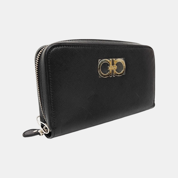 Gancini Calfskin Black Wallet