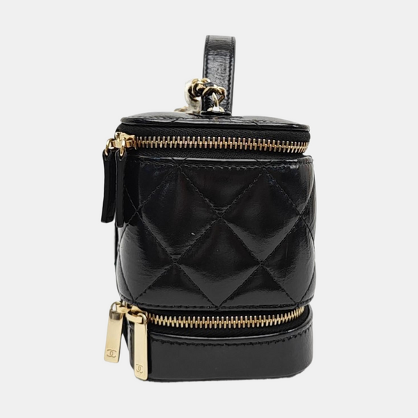 Quilted Calfskin Shoulder Bag Black