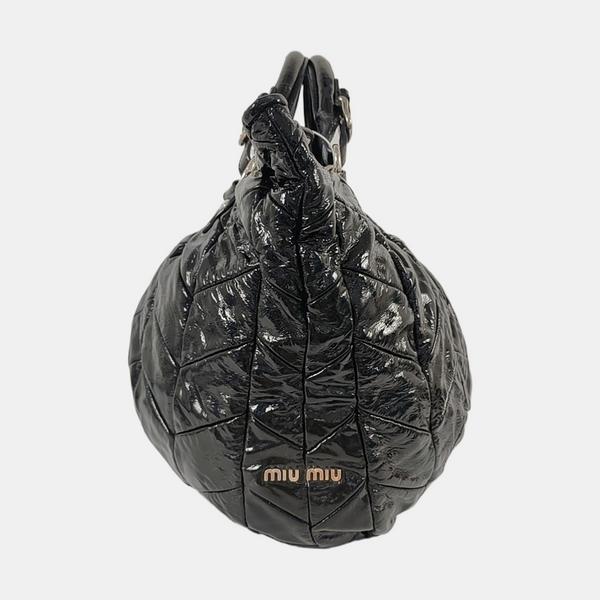 Quilted Patent Leather Black