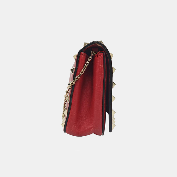 Rockstud Calfskin Red
